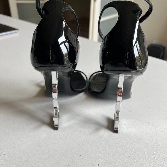 Yves Saint Laurent YSL Patent Leather Logo Heel Sandals - Picture 3 of 4